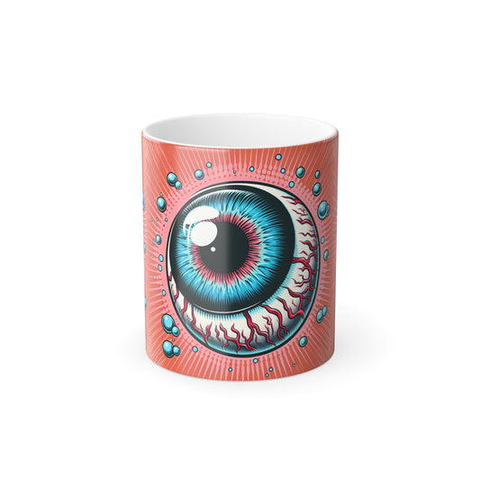 Eyeball Color Morphing Mug, Heat Sensitive Coffee Cup, Unique Ceramic Tea Mug, Magic Color Changing Coffee Mug, Halloween Gift Mug, Creepy