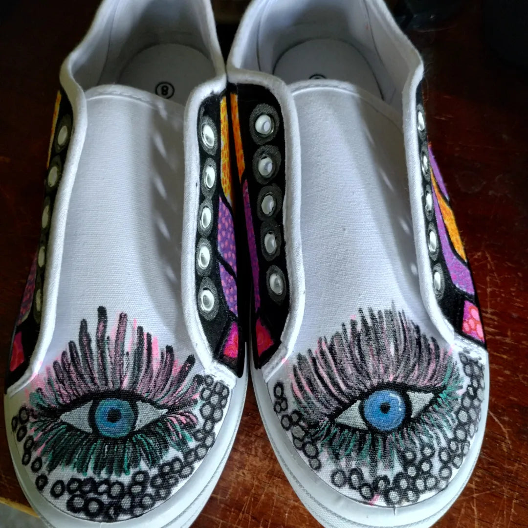 Hand painted canvas tennis shoes